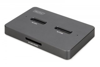Stacja dokująca USB-C 3.2 Gen2 dla dysków SSD M.2 Duo NVMe oraz SATA (max. 2x 4 TB) z czytnikiem kart SD-Express 7.1 (max. 2 TB)