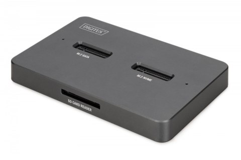 Stacja dokująca USB-C 3.2 Gen2 dla dysków SSD M.2 Duo NVMe oraz SATA (max. 2x 4 TB) z czytnikiem kart SD-Express 7.1 (max. 2 TB)