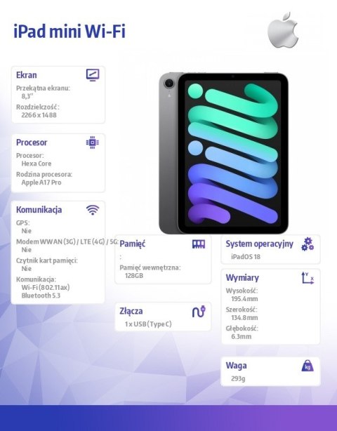 IPad mini Wi-Fi 128GB Gwiezdna szarość