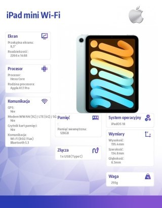 IPad mini Wi-Fi 128GB Niebieski