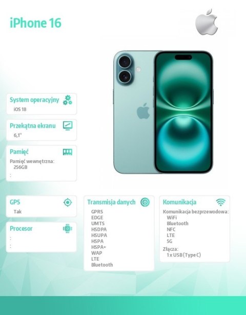 IPhone 16 256GB - Berylowa zieleń
