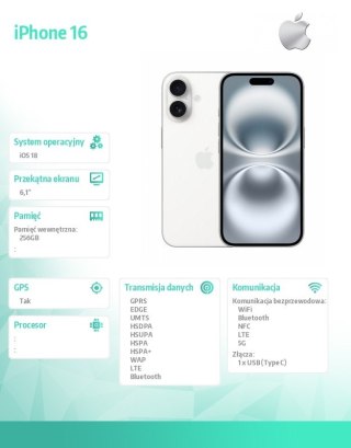 IPhone 16 256GB - Biały