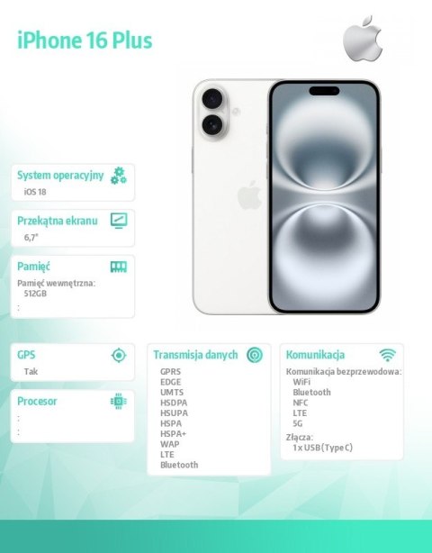 IPhone 16 Plus 512GB - Biały