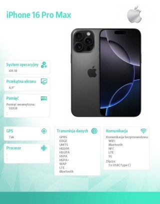 IPhone 16 Pro Max 512GB - Tytan czarny