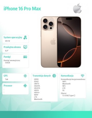 IPhone 16 Pro Max 512GB - Tytan pustynny