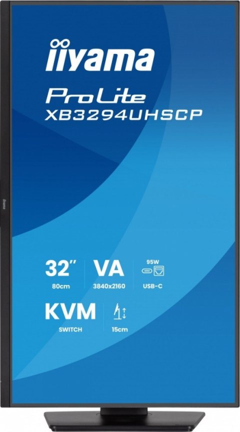 Monitor 31,5 cala XB3294UHSCP-B1.4K,VA,2xHDMI,DP,USB-C dock 95W, PIP,RJ45, 400cd, 2ms, 4xUSB, KVM,Sync,2x5W, HAS (150) PIVOT,