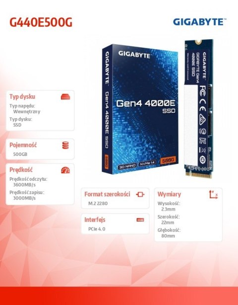 Dysk Gen4 4000E SSD M.2 2280 3600/3000MB/s