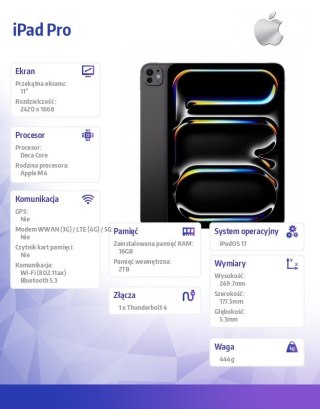 IPad Pro 11 cali Wi-Fi 2TB - Gwiezdna czerń