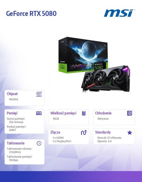 Karta graficzna GeForce RTX 5080 16G VANGUARD SOC