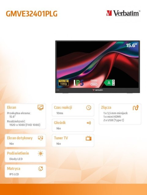 Monitor przenośny Light 15,6 Full HD 60Hz