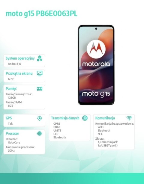 Smartfon moto g15 8GB/128GB Glacier Blue