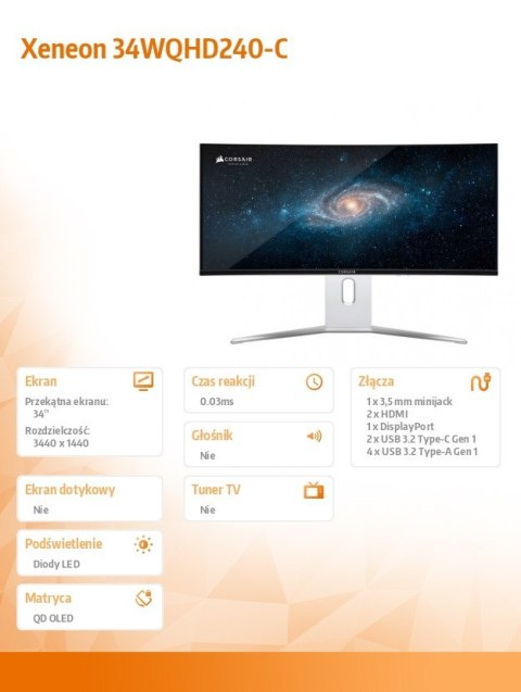 Monitor gamingowy Xeneon 34WQHD240-C QD-OLED 240Hz