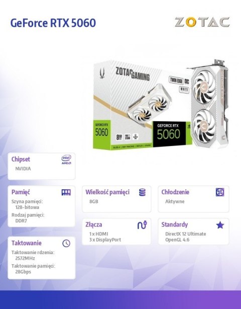 Karta graficzna GeForce RTX 5060 8GB TWIN EDGE OC GDDR7 128bit 3DP/HDMI