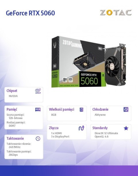 Karta graficzna GeForce RTX 5060 SOLO 8GB GDDR7 128bit 3DP/HDMI