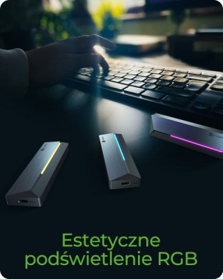 Obudowa dysku IB-1826MCL-CU31 M.2 NVMe i SATA obudowa, RGB lighting, USB 3.2 Gen 2, 10 Gbps