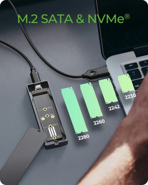 Obudowa dysku IB-1826MCL-CU31 M.2 NVMe i SATA obudowa, RGB lighting, USB 3.2 Gen 2, 10 Gbps