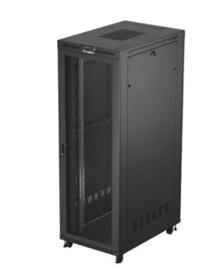 Szafa instalacyjna rack stojąca 19 cali 47U 800x1200 czarna drzwi perforowane LCD (flat pack) V2