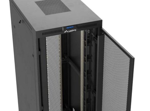 Szafa instalacyjna rack stojąca 19 cali 47U 800x1200 czarna drzwi perforowane LCD (flat pack) V2