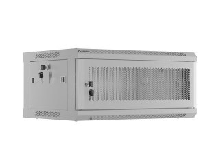 Szafa instalacyjna rack wisząca 19 cali 4U 600x450 drzwi perforowane (flat pack) szara