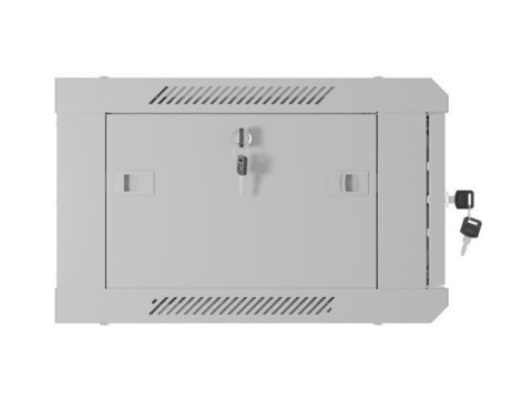 Szafa instalacyjna rack wisząca 19 cali 4U 600x450 drzwi perforowane (flat pack) szara