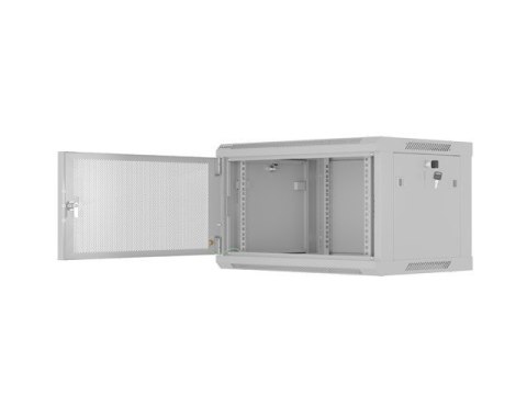 Szafa instalacyjna rack wisząca 19 cali 6U 600x450 drzwi perforowane (flat pack) szara