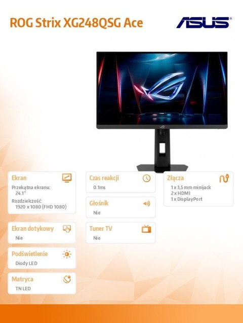 Monitor 24 cale Rog Strix XG248QSG Ace 610Hz 2xHDMI DP