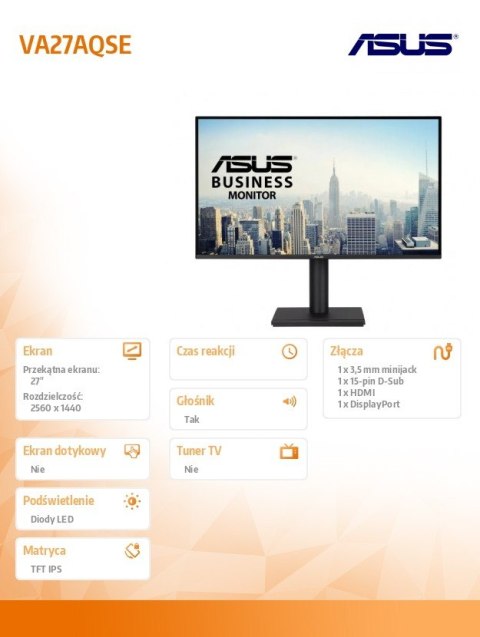 Monitor 27 cali VA27AQSE IPS 75Hz HDMI DP VGA