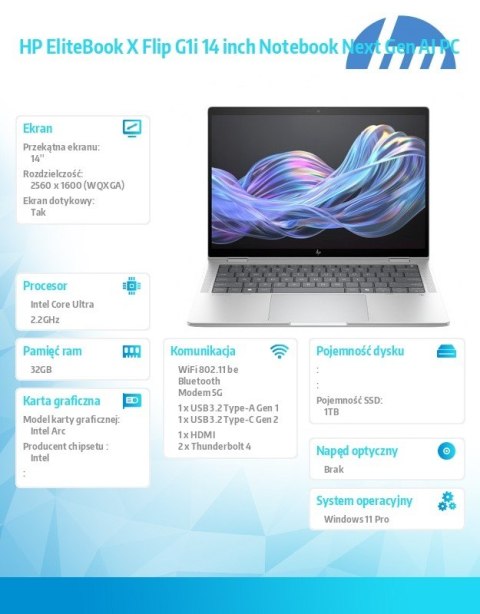 Notebook EliteBook X Flip G1i U7 258V 1TB/32GB/W11P/14 B9ZX5ET
