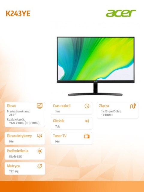 Monitor 24 cale K243YEBMIX FHD 100Hz IPS HDMI VGA