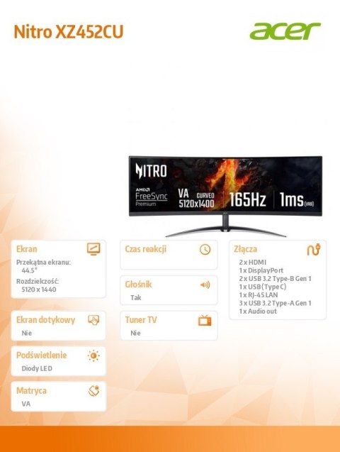 Monitor 44.5 cala Nitro XZ452CUVBEMIIPHUZX ID-QHD