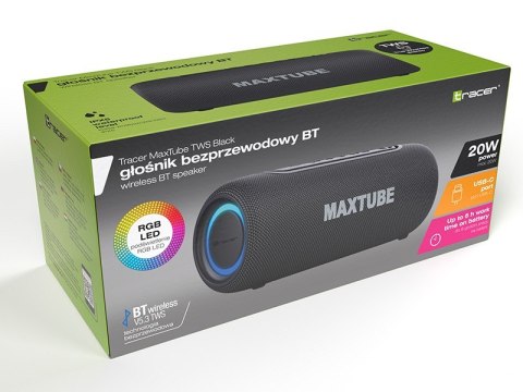 Głośnik MaxTube TWS BT Czarny