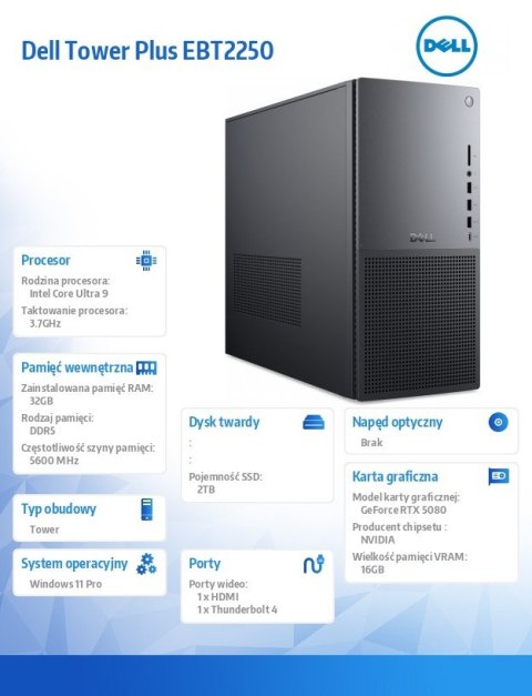 Komputer Tower Plus EBT2250 WIN 11 PRO U9 285K|32GB|2TB SSD|NVIDIA RTX 5080|WLAN|Wireless Kb & Mouse