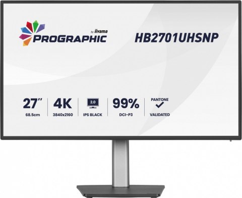 Monitor 27 cali ProGraphic HB2701UHSNP-B1 4K,IPS BLACK 2.0,450cd,VESA USB-c dock(PD:96W),HDMI,DP,DAISY/CHAIN,4xUSB,RJ45,3000:1,s