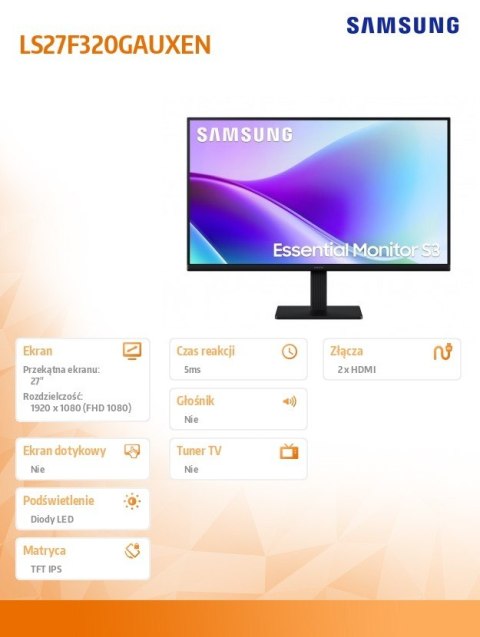 Monitor 27 cali S32GF IPS 1920x1080 FHD 120Hz 16:9 2xHDMI 5-ms LS27F320GAUXEN