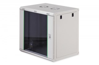 Szafa sieciowa wisząca Dynamic 19" 12U rack 607x600x450mm, drzwi szyba, szara, niezłożona, 60kg