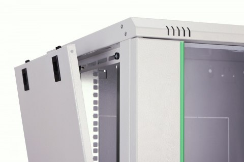 Szafa sieciowa wisząca Dynamic 19" 12U rack 607x600x450mm, drzwi szyba, szara, niezłożona, 60kg