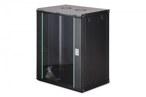 Szafa sieciowa wisząca Dynamic 19" 16U rack 785x600x450mm, drzwi szyba, czarna, niezłożona, 60kg