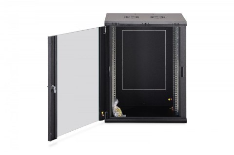 Szafa sieciowa wisząca Dynamic 19" 16U rack 785x600x450mm, drzwi szyba, czarna, niezłożona, 60kg