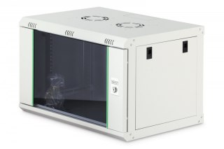 Szafa sieciowa wisząca Dynamic 19" 7U rack 385x600x450mm, drzwi szyba, szara, niezłożona, 60kg
