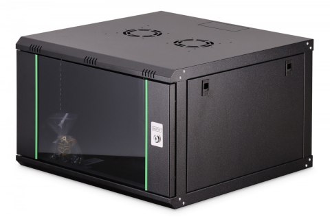 Szafa sieciowa wisząca Dynamic 19" 7U rack 385x600x600mm, drzwi szyba, czarna, niezłożona, 60kg