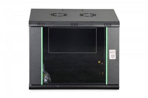 Szafa sieciowa wisząca Dynamic 19" 9U rack 474x600x450mm, drzwi szyba, czarna, niezłożona, 60kg