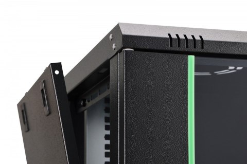 Szafa sieciowa wisząca Dynamic 19" 9U rack 474x600x450mm, drzwi szyba, czarna, niezłożona, 60kg