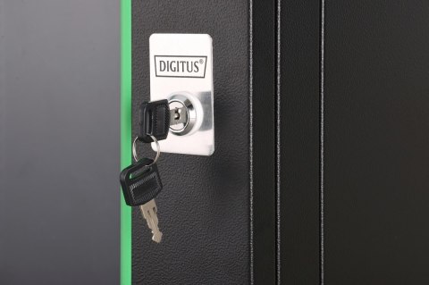 Szafa sieciowa wisząca Dynamic 19" 9U rack 474x600x450mm, drzwi szyba, czarna, niezłożona, 60kg