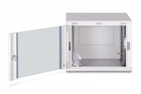 Szafa sieciowa wisząca Dynamic 19" 9U rack 474x600x450mm, drzwi szyba, szara, niezłożona, 60kg