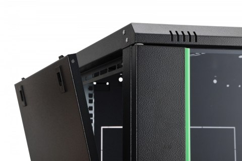 Szafa sieciowa wisząca Dynamic 19" 9U rack 474x600x600mm, drzwi szyba, czarna, niezłożona, 60kg