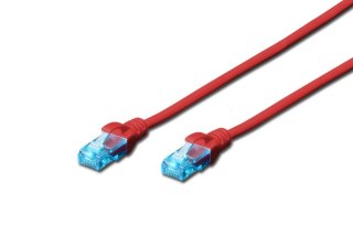 Patch cord U/UTP kat.5e PVC 0,5m czerwony