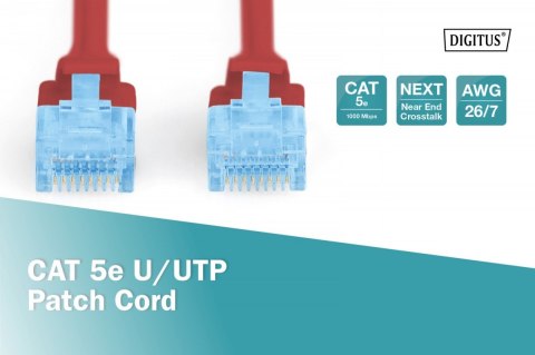 Patch cord U/UTP kat.5e PVC 5m czerwony Patch cord U/UTP kat.5e PVC 5m czerwony