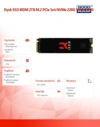 Dysk SSD IRDM 2TB M.2 PCIe 3x4 NVMe 2280 3200/3000