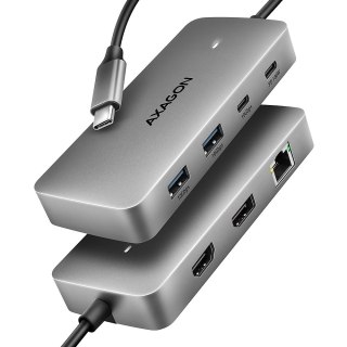 HMC-CUB83X2 Wieloportovy hub USB 7in1, 10Gbps, 2x USB-A, 1x USB-C, 1x HDMI 4K/144Hz, DP 8K/30Hz, GLAN, PD 100W, 15cm USB-C kabel