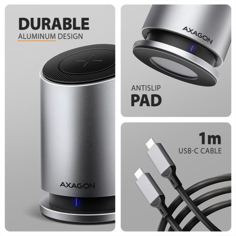 HMC-WL9 Wieloportowy hub USB 9in1, 10Gbps, 3xUSB-A, 1xUSB-C, DP 8K/60Hz, HDMI 4K/60Hz, PD 100W, GLAN, 100cm USB-C kabel, wireles